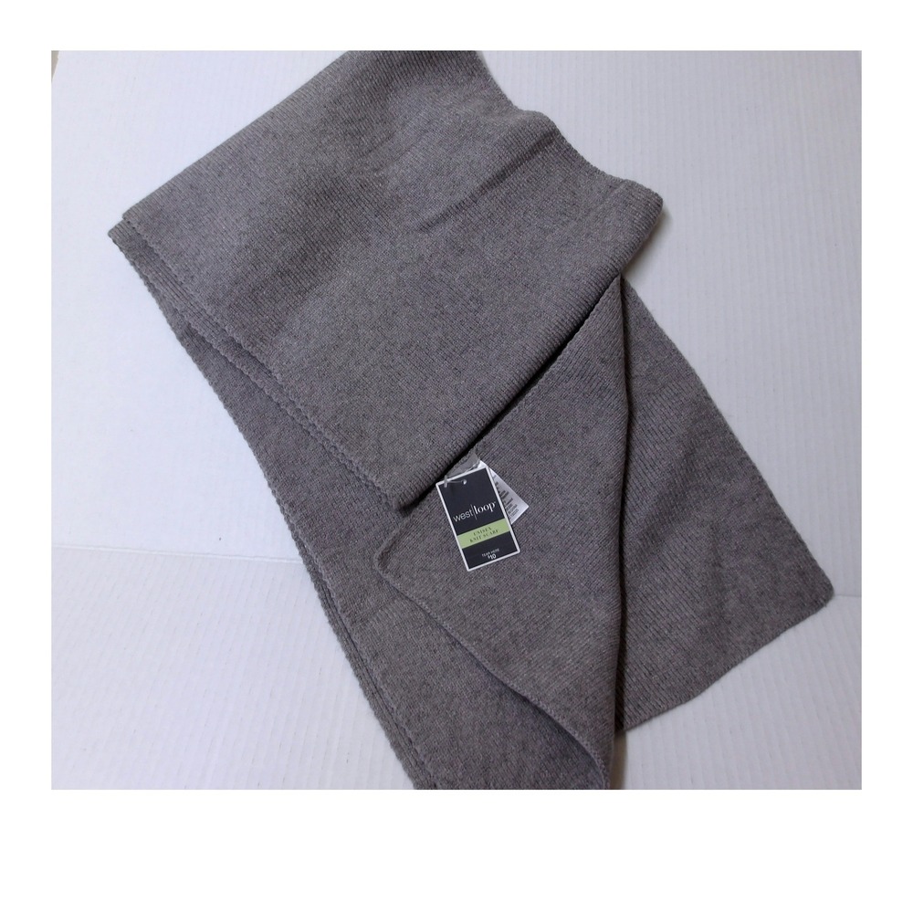 West and Loop Warm and Cosy Gray Ribbed Knit Scarf 12"x64" /#26154‎